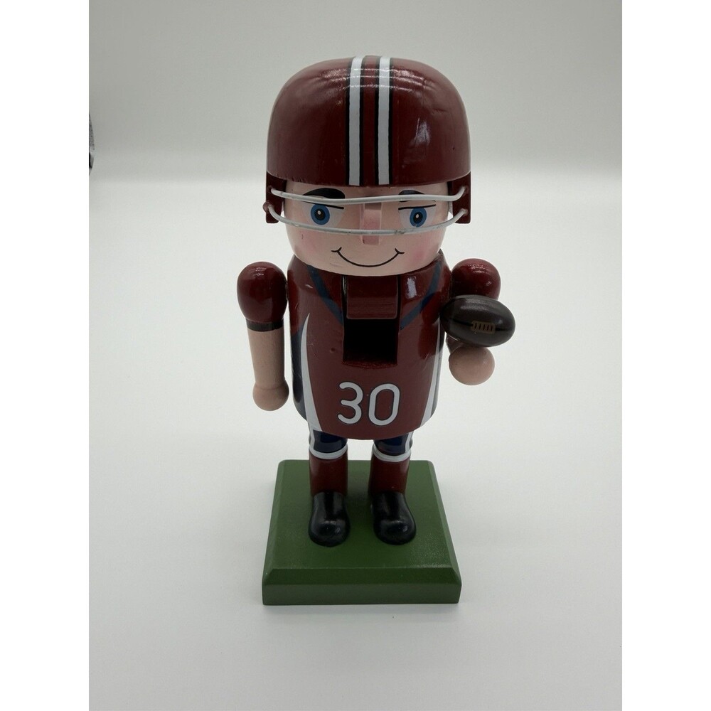Football Player Nutcracker Christmas Decorations - 7 1/2” Handmade Wooden Doll